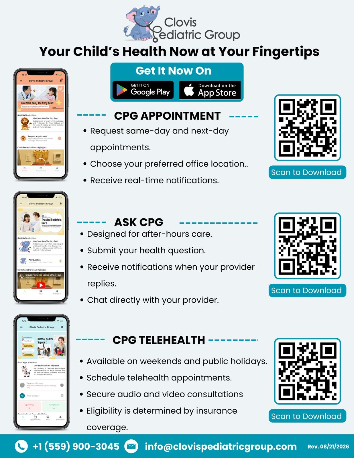 Clovis Pediatric Group Apps Flyer